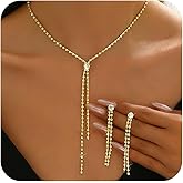 MSSIEJEW Crystal Necklace Earrings Set for Women Gold Rhinestone Necklace Earrings Bridal Wedding Prom Jewelry