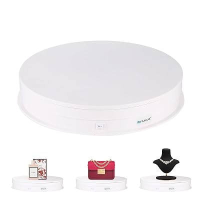 PULUZ 360 Degree Photography Turntable Rotating Display Stand, 11.2in(28cm) Diameter 360 Degree Turntable Display Stand for Photography Video Shooting Props Jewelry, Max Load 44Lb (White)