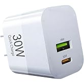 30W USB C Charger Block, GaN Fast Charger with USB-C &amp; USB-A Dual Port, PD PPS QC 3.0 Wall Charger Adapter for iPhone 17/16/15/14, Samsung Galaxy, iPad, Pixel, Black