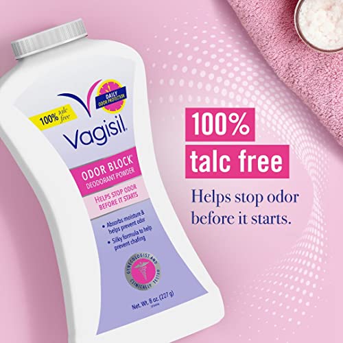 Vagisil Odor Block Deodorant Powder for Women, Helps to Prevents