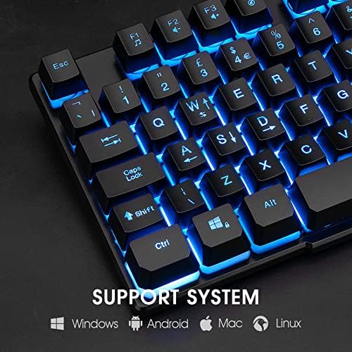 Rii Rk108 Gaming Keyboard And Mouse Set,Wired Led Light Up Keyboard Mouse With 3 Colors Backlit (Red/Purple/Blue),Compatible With Pc,Laptop,Windows,Gamer,Xbox One,Ps4,Ps5-Uk Layout - View 8