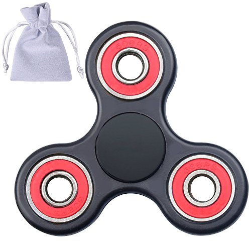VICTING Hand Spinners - Fidget Spinner Toy Time Killer Perfect to relieve ADHD Anxiety Reduce Stress Helps Focus (Black-red)