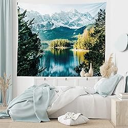 Ambesonne Landscape Tapestry, Mountain Lake in
