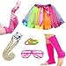 iLoveCos 80s Clothes Fancy Outfit Dress 1980s Costume Accessoies for Women Rainbow Tutu Skirt (Multi F9)