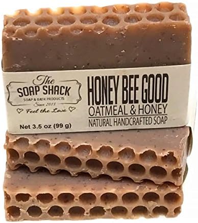 Handmade Oatmeal Honey Bar Soap, 3-Pack, Made with Local sourced honey and Gluten free Organic Oatmeal formulated with our Special blend of Skin Loving oils