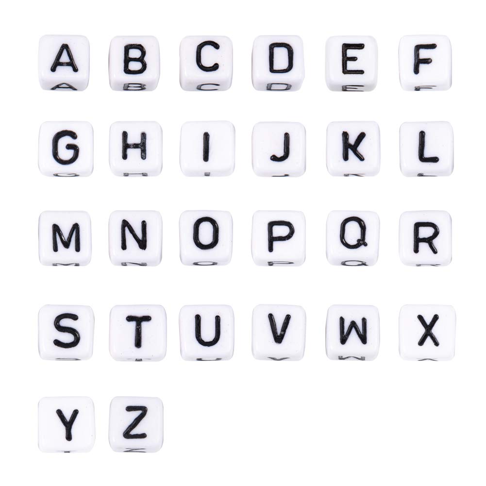 NBEADS About 564PCS Alphabet Letter Beads, Large Hole Acrylic Beads Cube Beads for DIY Necklace Bracelet, 10x10x10mm, Hole: 4mm