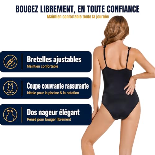 Women's menstrual swimsuit with abundant flow, menstrual briefs, ideal teenage girls, menstrual swimming pool swimsuit, menstrual swimsuit, 1 piece (M)