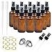 Pack of 12, 2 oz Amber Glass Bottles with Black Fine Mist Sprayers by Mavogel, Including 2 Extra Black Fine Mist Sprayers, 2 Stainless Steel Mini Funnel, 2 Transfer Pipettes, 12 Bottle Labels