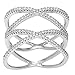 Beaux Bijoux Sterling Silver CZ Double X Ring (Size 10)