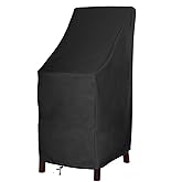 RosieLily Outdoor Chair Covers, High Back Patio Chair Covers Waterproof, Heavy Duty Patio Furniture Covers, Stackable Outdoor Bar Stool Covers, 600D, High Back-1 Pack, Black