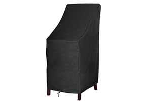 ROSIELILY High Back Patio Chair Covers Waterproof Heavy Duty Stackable Outdoor Bar Stool Cover Black Patio Furniture Covers Outside Lounge Deep Seat Covers, Large Tall Lawn Chair Covers, High Back-1 Pack, Black