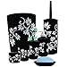 Blue Donuts Bathroom Accessories Set Complete, Toilet Brush and Holder, Trash Can, Toothbrush Holder, Black, 7 Pieces