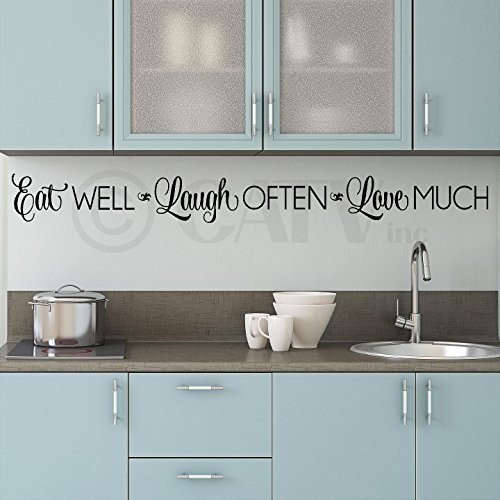 Eat Well, Laugh Often, Love Much Vinyl Lettering Wall Decal Sticker (6