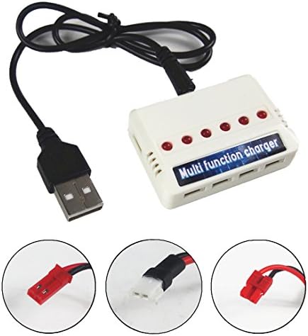 Wwman 1pcs 6 in 1 battery charger + 12pcs charging cable for UDI U32 U45 U42 U42W U28W U818A SYMA X5SC X5SW X5HW X54HW X5UC X9 Hubsan H107 Cheerson CX-30 RC Quadcopter Drone Spare Parts