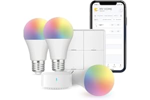 Broadlink Smart Home Starter Kit - Includes 3 Bulbs, 1 Scene Switch and 1 Hub, Uses FastCon Tech, Works with Alexa and Google Home