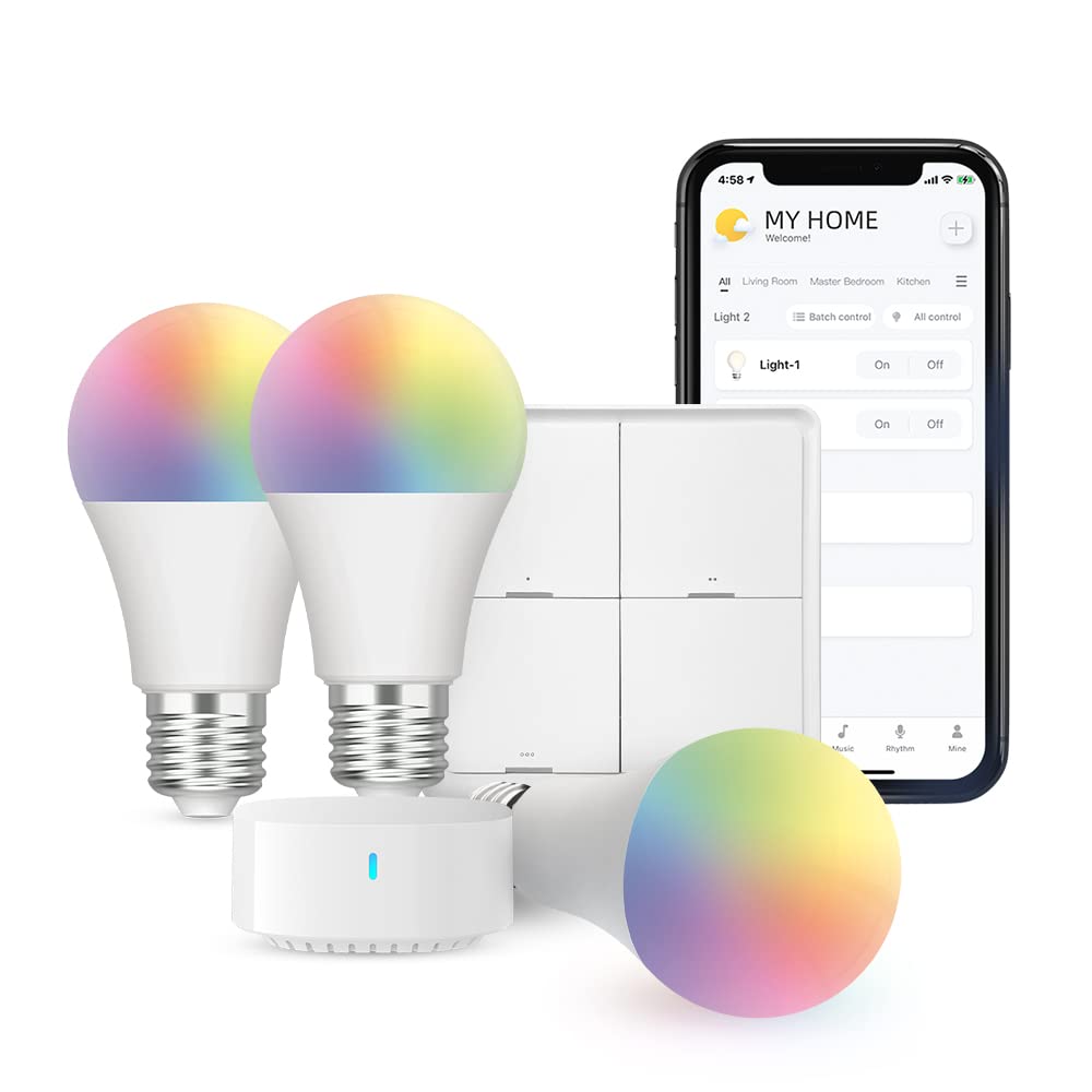 Photo 1 of BroadLink Smart Home Starter Kit - Includes 3 Bulbs, 1 Scene Switch and 1 Hub, Uses FastCon and Bluetooth Low Energy Tech, Compatible with Alexa and Google Home