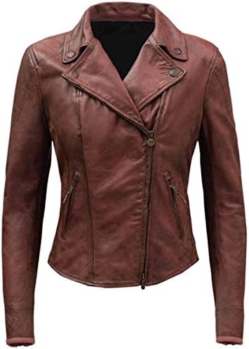 Ramsey Fate of The Furious Movie Costume Red Real Leather Jacket For Womens XXXL