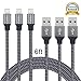 Cablex 3Pack 6ft Lightning Cables, 8 Pin Nylon Braided Charging Cords Charger Compatible with iPhone 7/7 Plus/6s/6s Plus/6/6Plus/5s/5c/5, iPad/iPod Models (Black)