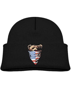 California Republic American Flag Bandana Bear Baby Kids Warm Winter Hats Cute Thick Earflap Hood Hat