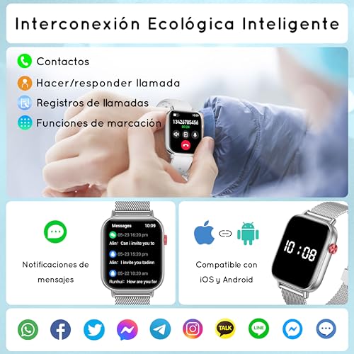 HXQHSTBG Women's Smart Watch (3 Straps) 1.83" HD Calls Bluetooth Smartwatch Whatsapp Notification with Heart Rate Monitor/SpO2/Sleep/Pedometer, 120 Sports Modes Voice AI, Android iOS Silver