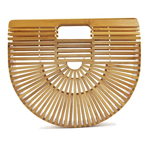 Women's Top Handle Bamboo Handbag Summer Beach Tote Bag (Small)