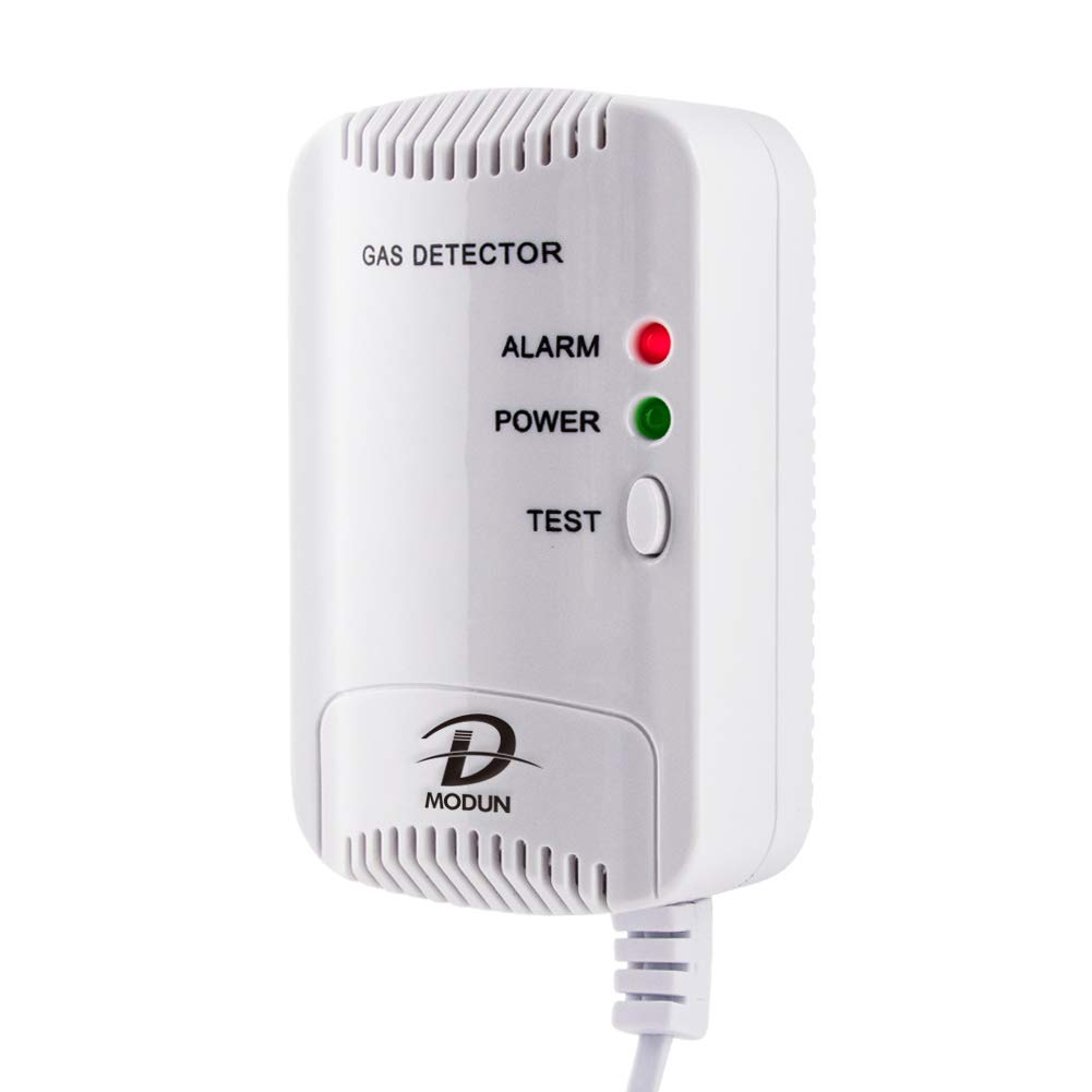 D MODUN Gas Alarm Detector -Natural Gas/LPG/City Coal Gas Leak Detector, Methane Propane Butane Gas Monitor, 100dB Strobe Light Warning, Plug-in Gas Leak Sensor Suitable for Kitchen, RV, Garage, Hotel