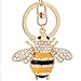 Qinlee Honeybee with Big Smile Keychain Crystal Keyring Rhinestones Purse Pendant Handbag Charm Key Chain Key Chain(Gold）