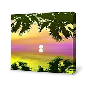 Canvas Wall Art for Living Room,Bedroom Home Artwork Paintings Secret Paradise Under The Moonlight Ready to Hang - 12x12 inches
