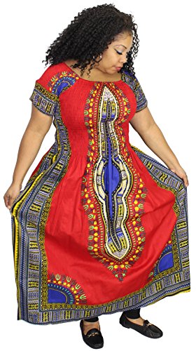 African Planet Women's Dashiki Short Sleeve Maxi Dress