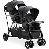 Joovy Big Caboose Triple Stroller with Rear Bench and Standing Platform, Reclining Seats, Optional Rear Seat, and Two Universal Car Seat Adapters, Jet