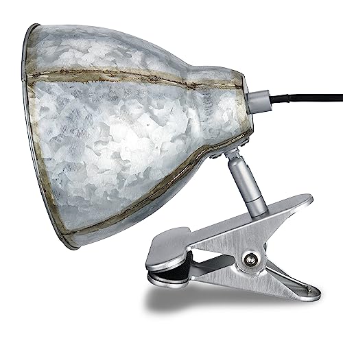 REV – Lampe à pince au look rétro tendance avec douille E27 couleur zinc – Lampe de lecture pour lit IP20 orientable avec abat-jour en métal