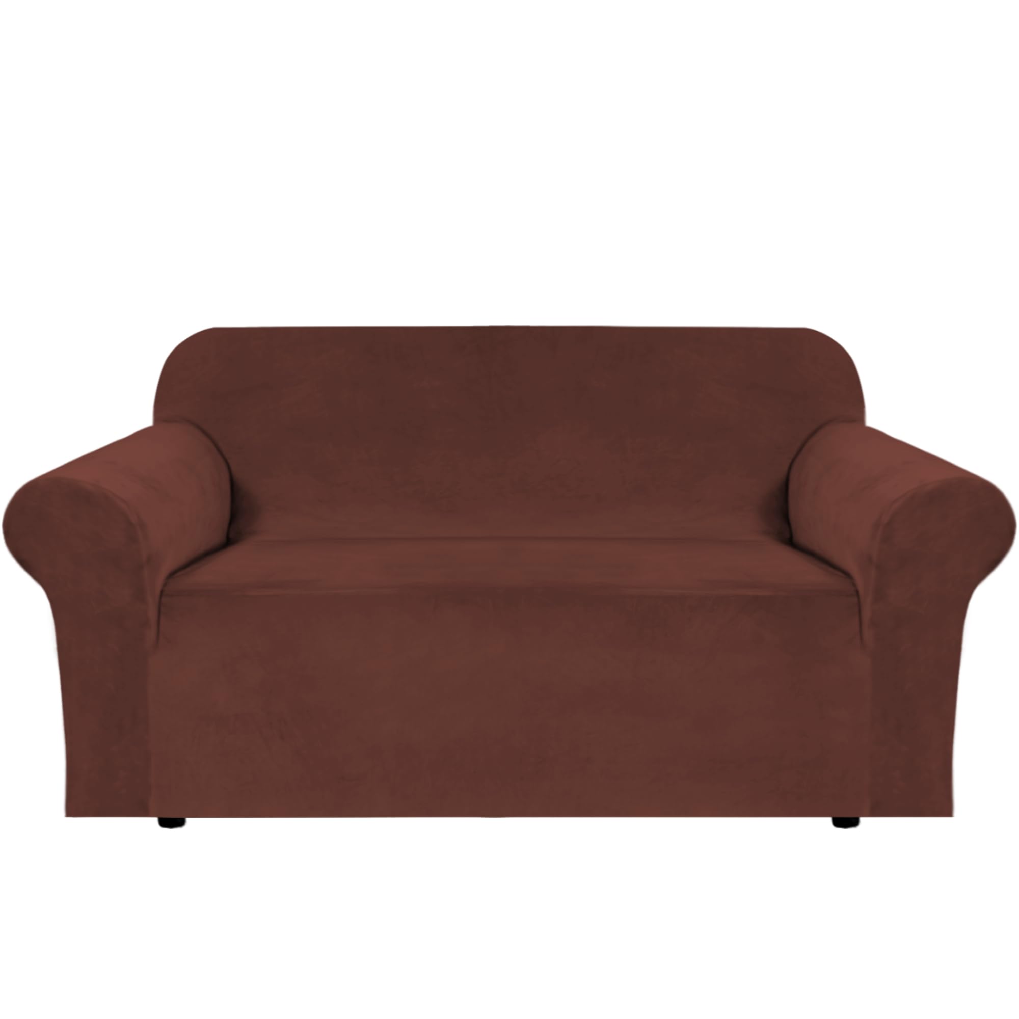 Photo 1 of H.VERSAILTEX Stretch Velvet Loveseat Covers for 2 Cushion Couch Covers for Living Room Sofa Covers Slipcovers with Non Slip Straps Bottom, Ultra Thick Comfy Velour (Width 58"-72", Burnt Brick)