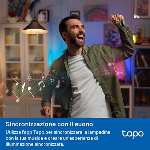L430P Lampadina Alexa P45 Multicolore Lampadina Smart, Ultra-Dimmerabile, 2500-6500K, Sync Musica, Illuminazione Automatica del Bioritmo, Programazione & Timer, Controllo da App, Alexa e Google