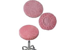 Shukii Stool Covers - 2 Pack Soft Slipcover with Elastic Cushion for Bar Round Chair (Pink, Extra Large)