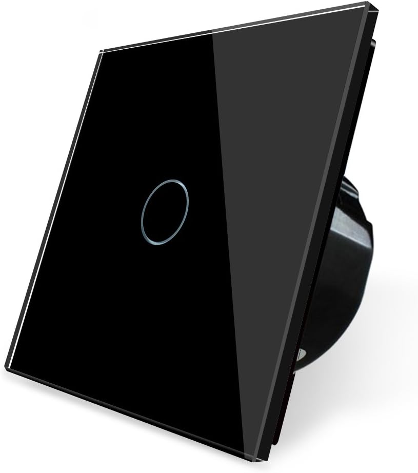 Wallpad 1 Gang 2 Way Glass Touch Switch, Black, White (Black)