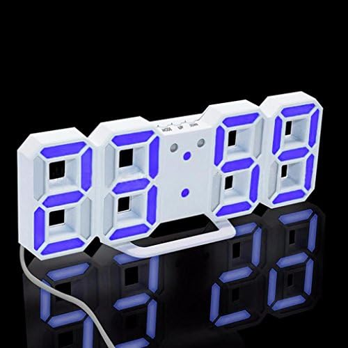 LED Alarm Clock, Wanshop® Modern Digital LED Table Desk Night Wall Clock Alarm Watch 24 or 12 Hour Display (White B)