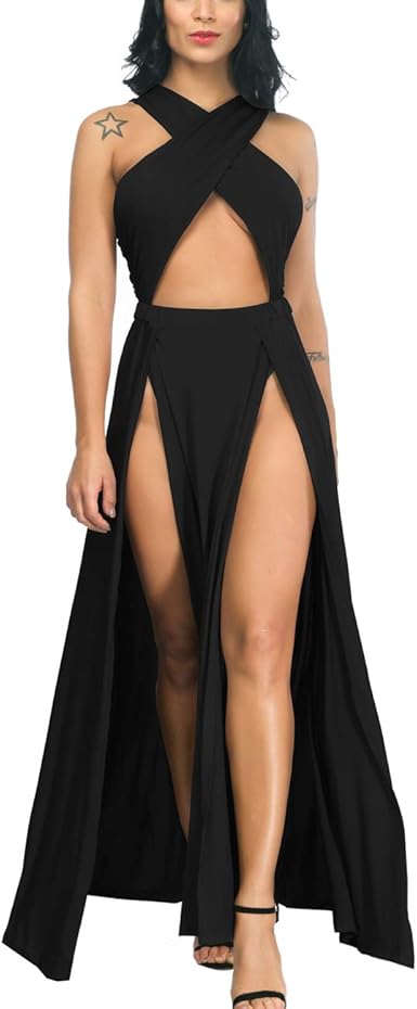 double thigh split dress