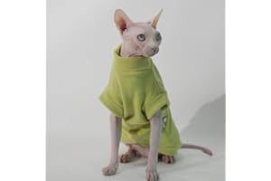 Hairless Cat Clothes Warm Thickness Soft Cat Apparel for Sphynx Cats,Devon Rex Cats,Cornish Cats and Small Cats (Green, XX-La
