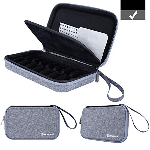 Focusound Harmonica Case, Zippered Carry Case with Soft Mesh, Special Slots for 7 Harmonicas, Gray