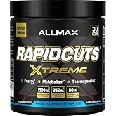 ALLMAX Rapidcuts Xtreme Fat Burner Powder, Blue Raspberry Riptide, 235 g | Supports Fat Metabolism, Boosts Energy &amp; Focus, Thermogenic Blend, Green Tea Extract, Yohimbine Formula
