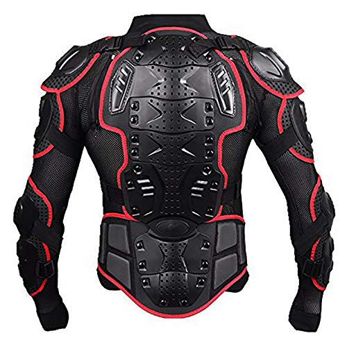 Motorcycle Full Body Armor Protective Gear Jacket Street Motocross ATV Guard MTB Racing Shirt Jacket Protector Pro for Men (Red, XXL)