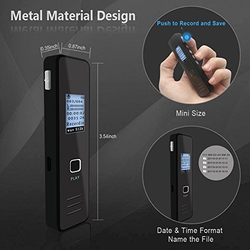 Voice-Recorder-Digital-Voice-Recorder-KLAREN-Metal-Shell-Design-8GB-USB-Digital-Audio-Sound-Dictaphone-Portable-Rechargeable-Recorder-with-Built-In-Speaker-for-Meetings-Lectures-Interviews