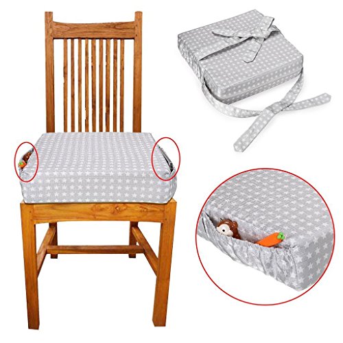Topwon 3.1 Inch Height Increase Kitchen Chair/High Chair/Booster Seat Cushion Pads for Kids (Grey)
