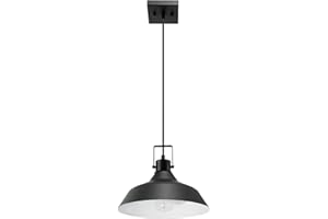 Globe Electric 44476 1-Light Outdoor Indoor Pendant Lighting, Matte Black, Textured Socket, Outdoor Lighting Modern, Outdoor Light Fixture, Porch Light, Kitchen Island, Bulb Not Included