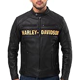 Shopsfy Men’s Biker Vintage Cowhide Motorcycle Leather Jacket – Harley-D Cafe Racer Black Jacket – Passing Link Style