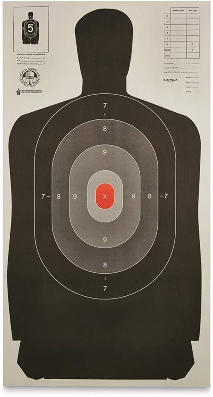 Amazon Com Law Enforcement Silhouette B 27 Targets 50 Pack Hunting Targets And Accessories Sports Outdoors