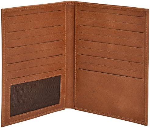 RFID Blocking Premium Leather Multiple Cards Case/Passport Holder/Bifold Wallet (Tan)
