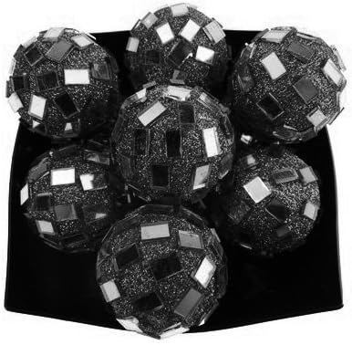Glitter Disco Balls Ornament, 10-pack, 1-1/4-inch - Black