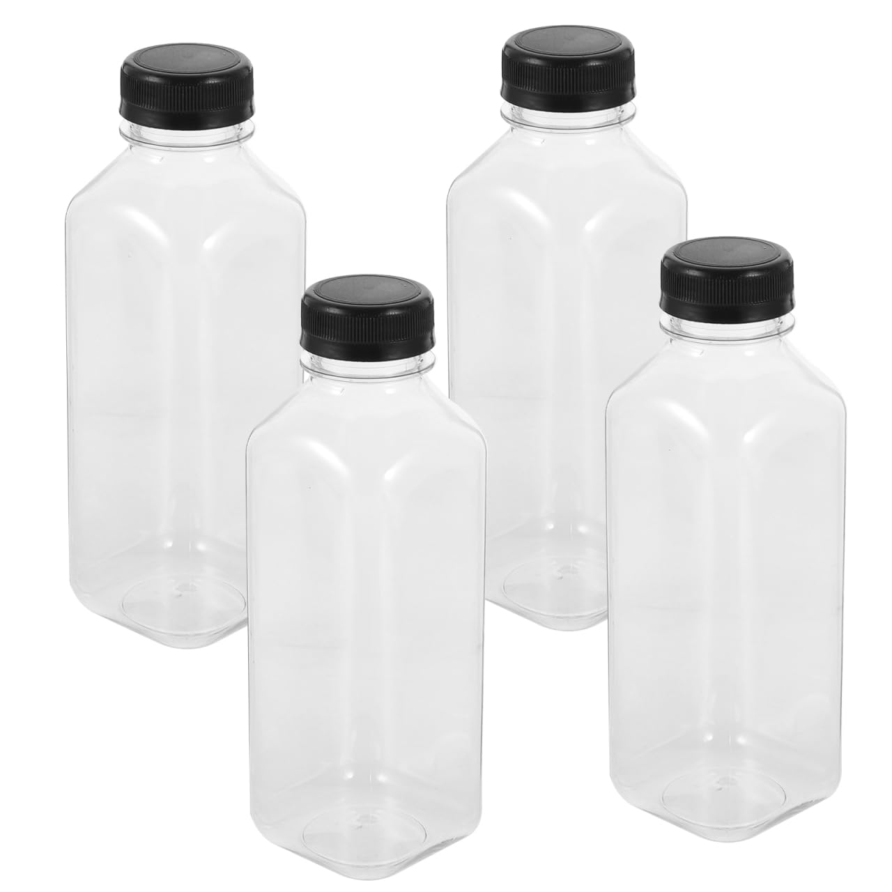 ULTECHNOVO Pet Transparent Beverage Bottles with Screw-on Lids 20.47Oz Clear Food Safe Storage Containers for Juice Water Drinks 4 Pack