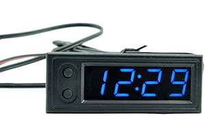 MACHSWON Car Temperature Clock Car Clock 12V 3 in 1 Thermometers Voltmeter Gauge Electronic Clock LED Digital Display LCD Scr